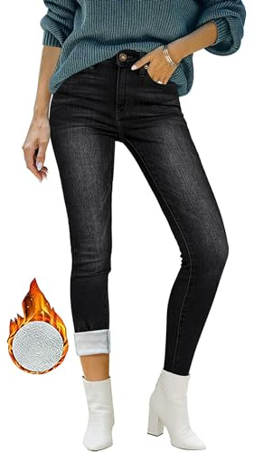 Roskiky Skinny Jeans Damen High Waist Thermo Jeans Damen Winter Gefütter Thermo Jeans Leggings Damen Stretch