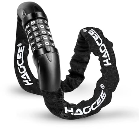 HAOCEE Lucchetto per bicicletta con codice numerico a 5 cifre, lucchetto a combinazione in acciaio temprato, accessorio per bicicletta, bicicletta elettrica, mountain bike, trekking, bici da corsa,
