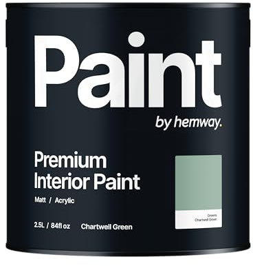 Hemway - Premium Interior Paint - Chartwell Green 2.5 L | Indoor Matt Finish, Acrylic & Water-Based Emulsion | Quick Dry & High Coverage for the Kitchen, Bathroom & Bedroom