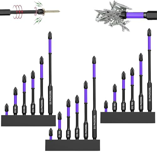 Luckinwish Improved Non-slip Shockproof Drill Bits,D1 Anti-Slip And Shock-Proof Bits With Phillips Screwdriver Bits,Upgraded High Hardness and Strong Magnetic Bit (18Pcs/Set)
