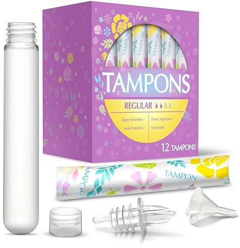 GoPong Tampon Flasks 12 Pack (18 oz Total) - Hidden Alcohol Travel Flasks for Women - Secret Liquor Containers for Nightclubs, Festivals, Cruises, and Sports Events – Includes Funnel & Spout