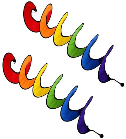 SEABABOO 2PCS Spiral Windmühle Outdoor windfahne Camping spirale Wind Spinner Regenbogen Windspirale Twister Windspiel Spirale Windmühle Wind Spinner UV-Schutz und wetterfeste Bunte Gartendekoration