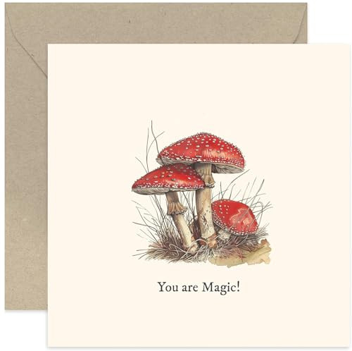 Old English Co. Funny Magic Mushrooms Birthday Card for Her Him - You Are Magic Greeting Card - Well Done, Congratulations Gift for Friend, Brother, Sister, Colleague | Blank Inside