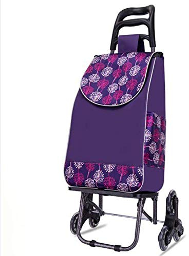 Einkaufstrolley, Faltbarer Treppensteiger-Einkaufswagen mit 6 Rädern, wasserdichter Abnehmbarer Rucksack, Tragfähigkeit 50 kg