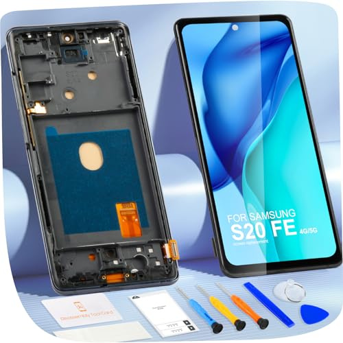 OLED Display für Samsung Galaxy S20 Fe Display für Samsung S20 Fe 5G LCD Bildschirm Ersatz Digitalisierendes Glas mit Reparatur Kit (6,5 Zoll, Schwarz mit Rahmen)