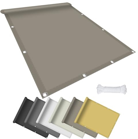 Vela Ombreggiante Tenda 160 x 260 cm Tenda da Sole Privacy, Rettangolare Impermeabile con Occhielli, 185Ggsm Oxford, per Giardino Terrazzo e Campeggio, Tortora