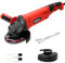 SHALL - Amoladora angular profesional (1100 W, diámetro del disco: 125 mm), incluye mango adicional, funda protectora, llave de dos orificios y juego de cuchillas de corte