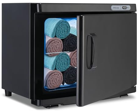 EagerMinds 23 l, scaldasalviette, scaldasalviette, scaldasalviette, asciugamano caldo con lampada UV, funzione di riscaldamento a 360°, adatto per 20-30 asciugamani (nero)