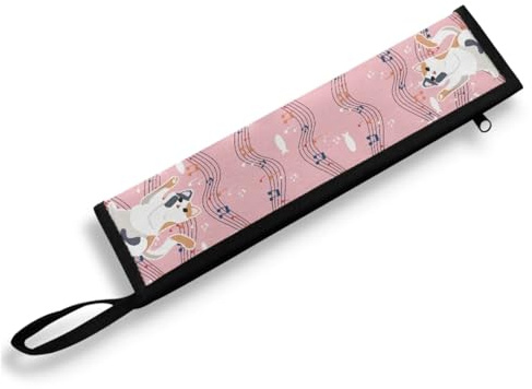 COEQINE Pinke bedruckte Trinkhalm-Beutel, Bestecktasche mit Tragegriff, wiederverwendbare Tragetasche mit Griff, Reißverschlusstasche, Bestecktasche für Büro, Outdoor, Camping, niedliche Katzen mit