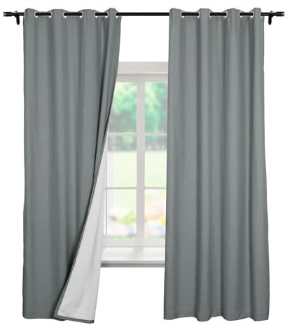 Extra Wide Blackout Curtains 84 Inch Drop Solid Thermal Insulated Window Treatment Drapes for Bedroom and Patio Sliding Glass Door Grey 100W x 84L 1 Panel