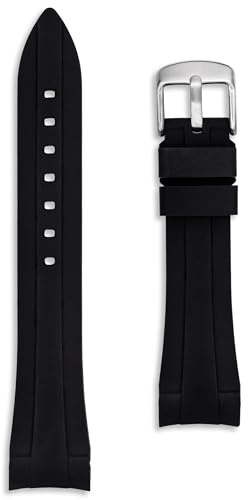 Black 20mm Silicone Watch Strap | Curved Ends | Compatible with MoonSwatch | Smooth Rubber Waterproof Band | Quality Mens and Ladies Replacement | Premium Diver Style | Spring Bars and Tool Included