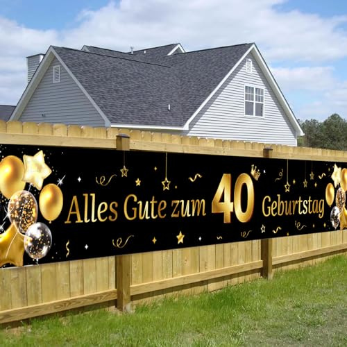 40 Geburtstag Banner Mann 40 Geburtstag Deko Banner Gold Schwarz 40 * 270cm | 40.ter Geburtstag Banner Lange Hintergrund Banner zum 40 Geburtstag Happy 40th Birthday Banner 40.Geburtstagsbanner für mann