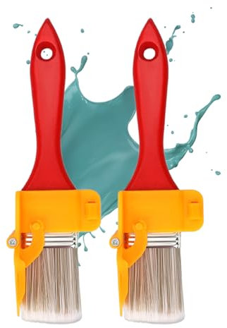 Lot de 2 pinceaux de coupe pour la maison, le bureau, les murs, les plafonds, les bordures (rouge)