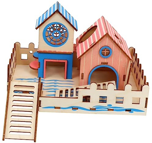 COSMEVIVI Maison Bois pour Hamster avec Échelle Jouet pour Petits Animaux pour Gerbilles Souris Et Perroquets