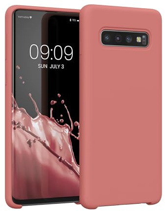 kwmobile Handyhülle für Samsung Galaxy S10 Hülle - Case Silikon - Kabelloses Laden - Schutzhülle Cover in Winter Rose