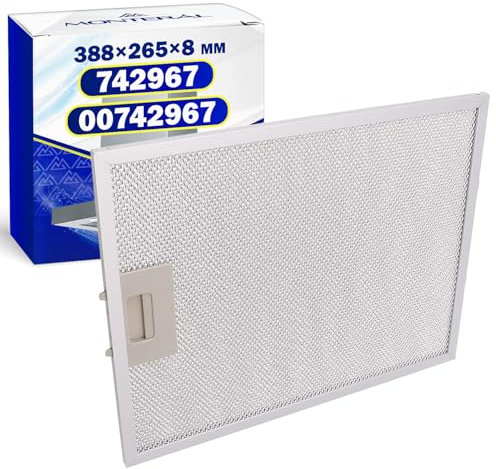 Filtro Metálico de Grasa para Campana Extractora 388x265x8 mm con Código Original 00742967 742967 para Bosch para Balay para Constructa para Siemens para Neff - MONTERAL