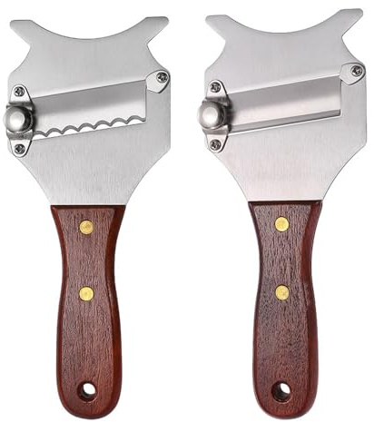 DONGKER Truffle Slicer, 2 PCS Stainless Steel Truffle Cutter Adjustable Sharp Blade with Wooden Handle for Truffle Chocolate Cheese Butter