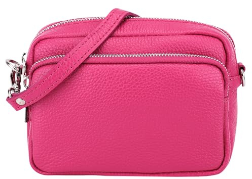 SH Leder Echtleder Umhängetasche Clutch kleine Tasche Abendtasche Alltagstasche mit Verstellbar Schultergurt 18x13cm Pia G394