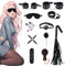 BDSM Kit Bondage, 11 Pezzi Kit BDSM Accessori con Manette Caviglia Morsetti per Capezzoli, SM Sex Toys Set con Frustino Bondange, Giocattoli Sessuali per Coppie Donna Uomo