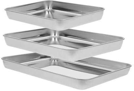 ifundom 3piezas Bandeja Inoxidable Para Servir Plato De Plato De Camping Bandeja De Repostería Versátil