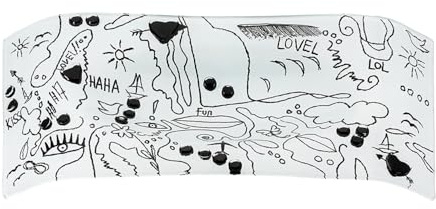 Ciotola in vetro art Modern Art – vetro – bianco lucido – design monolinea – dipinto a mano – larghezza 57 cm