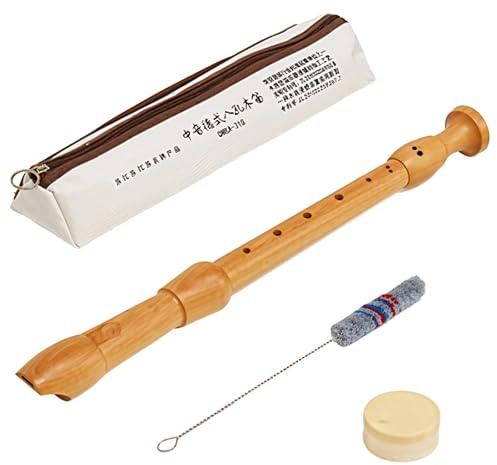47,8 cm Kinder Holzblockflöte, klassisches deutsches Design, inklusive Tragetasche, Reiniger, Korkfett