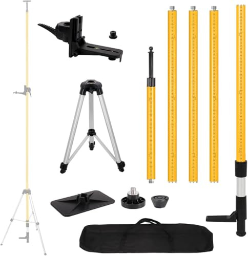 Mountlaser Barre de nivellement laser télescopique avec trépied extensible jusqu'à 3,6 m avec support laser 1/4 x 20, avec écrou adaptateur 5/8-11