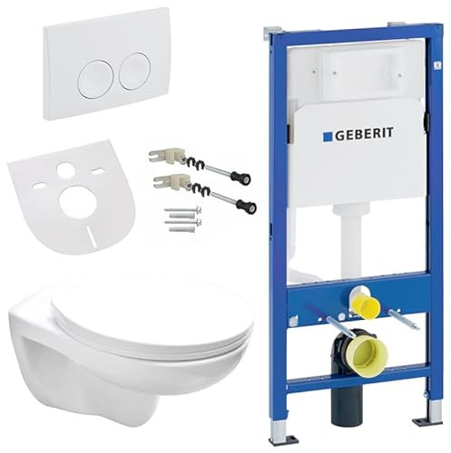 Belvit Hänge WC Komplettset + Duofix Basic Vorwandelement + Spülrandloses Wand Toilette Schwarz Matt aus Keramik + Toilettendeckel mit Absenkautomatik + Betätigungsplatte + Schallschutz