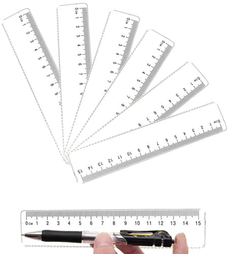 7 Stück Lineal Plastik Transparent 15cm, Lineal 15cm für Schule, Büro, Haushalt