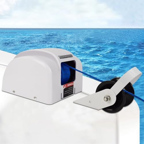 Electric Anchor Winch, Automatic with LED Light, 318kg Lift Capacity, 31m Rope, Remote Control for Pontoon Yacht Deck Boat