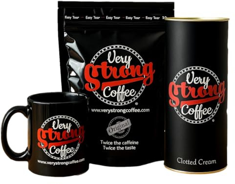 Very Strong Coffee Gift Pack including 250g Very Strong Coffee, Clotted Cream Shortbread and VSC Mug