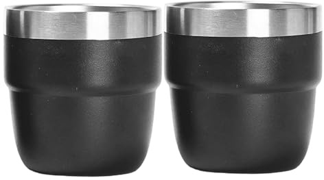 CAKEEYUM Tazas apilables de Acero Inoxidable con Aislamiento al vacío, Tazas de café expreso fáciles de Limpiar, para Coche, hogar, Camping, Viaje, 2 uds.