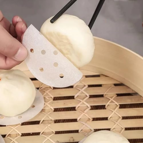 250PCS Steamer Liner, BetterJonny 5 Size Round Air Fryer Parchment Paper with Holes, White Non Stick Steamer Paper for Air Fryer Cooking Steaming Basket (50 of Each Size)