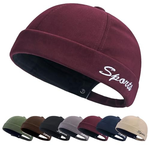 Tiakay Casquette Docker Homme - Casquette sans Bordure Style Marin Skull Ajustable, Casquette de Pêcheur pour Port Quotidien Décontracté & Outdoor, Hip Hop, VTT et Activités D'été
