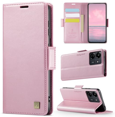 Teeirllim Funda para Xiaomi Redmi 13C / Xiaomi Poco C65, Funda Billetera de Cuero PU Bloqueo RFID, Cierre Magnético Soporte Plegable, Flip Case Ranura para Tarjeta Carcasa, for Redmi 13C, Rosa