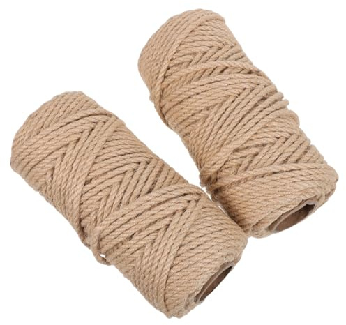 Genérico Cuerda de Yute Trenzada 5 Mm X 50 M, 2 Rollos de Cordel de Cáñamo Natural para Manualidades, Embalaje, Jardín y Etiquetas Colgantes, Hilo Resistente Enredos