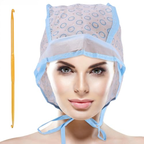 VILLCASE Kit 2 Sets avec en PE et Acier Inoxydable Bonnet de Coloration Cheveux Bleu Outil pour Mèches et Balayage Facile Couleur Aléatoire pour Salon de Coiffure et