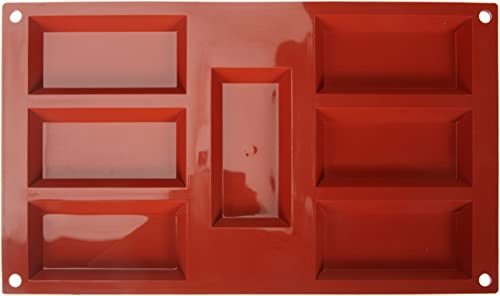 Silikomart | SF054 Stampo in Silicone per Monoporzioni FINANZIERI, Antiaderente, 7 Cavità, Confezione da 1 Stampo per Dolci, 95 x 45 mm, h 12 mm, Made in Italy