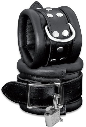 HQ Bondage BDSM Leder Handfesseln, Abschließbar, gepolstert, schwarz | High Quality Handfessel, aus super weichem echtem Leder, mit Schlösser
