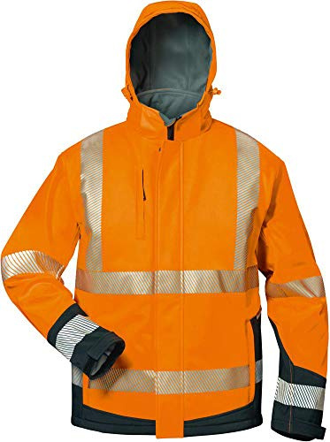 Unbekannt 2-in-1 Ganzjahres-Warnschutz-Softshelljacke EN 471 Klasse 3 Warnorange Schwarz, XL