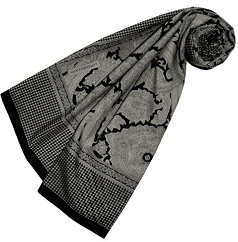 Lorenzo Cana Quadratisches XL Damen Luxus Tuch Baumwolle kombiniert mit Seide 110 cm x 110 cm Naturfaser Marken Schaltuch Halstuch Hahnentritt Paisley 89117