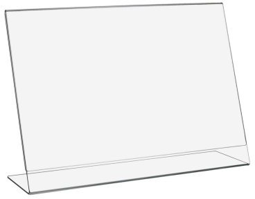 DIN A3 L-Ständer/Werbeaufsteller im Querformat aus Acrylglas - Zeigis | L-Ständer, Echtes Acrylglas, Glasklar, Mit Schutzfolie, Made in Germany, Sicherer Stand, Einfacher Blattwechsel, Zeigis