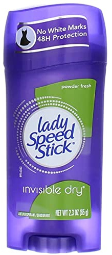 Lady Speed Stick Antiperspirant Deodorant Invisible Dry, Powder Fresh 2.3 oz (Pack of 9)