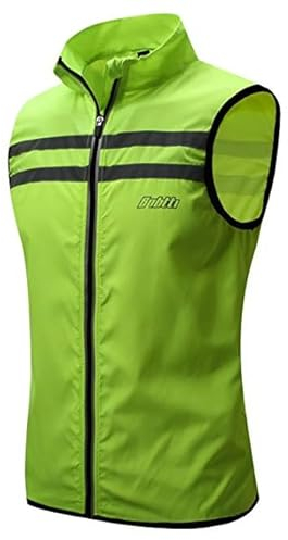 bpbtti Men's Hi-Viz Safety Running Cycling Vest - Windproof and Reflective (X-Small - Chest 37-39, Yellow)