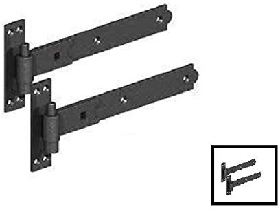 Haven Heritage ® Gate Hinges Straight 350mm 14 2 Black Heavy Duty Hook and Band Hinges