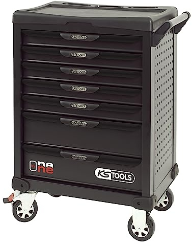 KS TOOLS - 823.0007 - Servante d'atelier One by One Noire 7 tiroirs - Anti-basculement - Verrouillage centralisé à Serrure - 2 Roues avec Frein - Rangement d'outils - Caisse à Outils Professionnelle