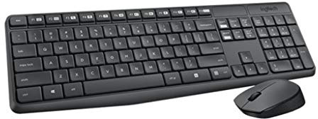 LOGITECH MK235 - Teclado multimedia inalámbrico Q Trk negro - Juego de mouse 920-007925