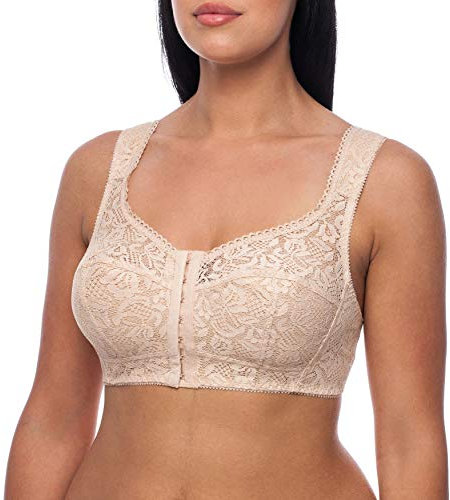 frugue Front Fastening Non Wired Wireless Support Bra Beige 48 HH
