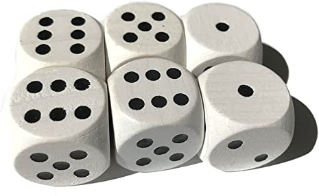 Spieltz 6 Augen-Würfel aus Holz, extra groß (20 mm), für XL-Spiele und für Senioren, kleine Kinder oder Menschen mit motorischen Einschränkungen. Made in Germany (Packungsgröße 6 Würfel)