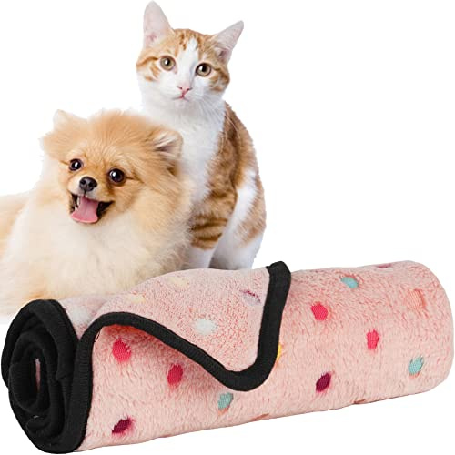 Tofern Hundedecke Weiche Warme Matte Haustier Fleecedecke Premium Waschbare Haustierdecke für Hunde Katzen Welpen, Farbige Punkte, 100x140cm